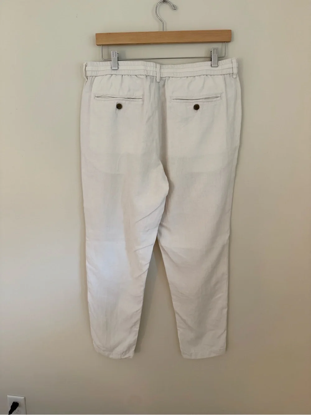 Banana Republic Factory Athletic Fit Linen-Cotton Pants - White